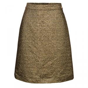 Pre Owned Chanel Gold Metallic Skirt M