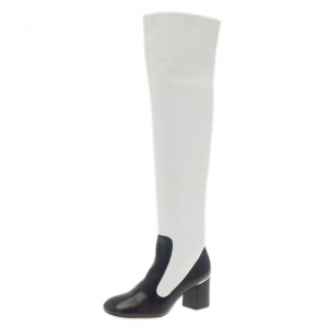 Pre Owned Celine Two Tone Leather Over The Knee Boots Size 38.5