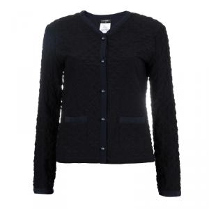 Pre Owned Chanel Black Silk Quilted Jacket S