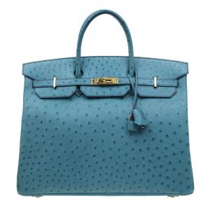 Pre Owned Hermes Blue Ostrich Birkin Tote 40CM