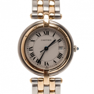 Pre Owned Cartier White Stainless Steel Panthere Women's Wristwatch 30MM