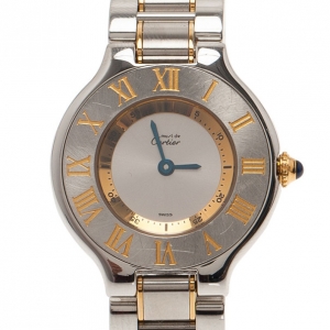 Pre Owned Cartier Silver Stainless Steel 21 Must de Cartier Women's Wristwatch 30MM