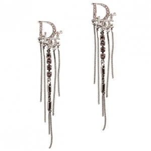 Pre Owned Dior Oblique Pink Crystal Clip Earrings