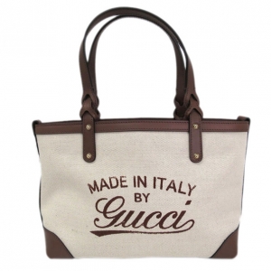 Pre Owned Gucci Beige Canvas Shopper Tote