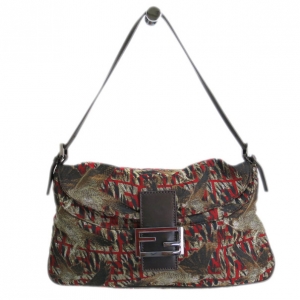 Pre Owned Fendi Bird Motif Canvas Shoulder Bag