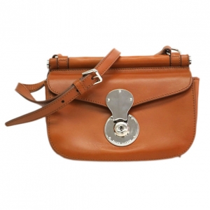 Pre Owned Ralph Lauren Brown Leather Flap Crossbody