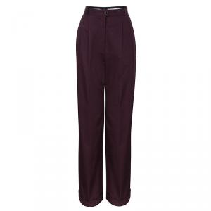 Pre Owned Chanel Burgundy High-waist Flare Trousers M