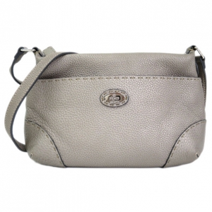 Pre Owned Fendi Silver Leather Selleria Shoulder Bag
