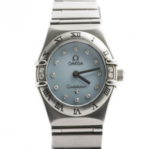 Pre Owned Omega Blue Stainless Steel Constellation Women's Wristwatch 22MM