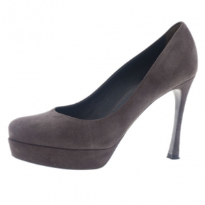 Pre Owned Saint Laurent Paris Grey Suede Palais Platform Pumps Size 37