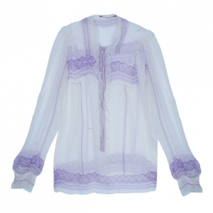 Roberto Cavalli White Printed Chiffon Top L