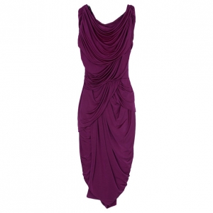Pre Owned Tadashi Shoji Fuschia Draped Jersey Dress M