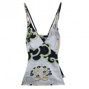 Pre Owned Emilio Pucci Beige Multicolor Silk Sleeveless Top M