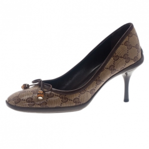 Pre Owned Gucci Guccissima Crystal Bow Pumps Size 37