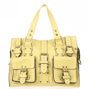 Pre Owned Mulberry Pale Yellow Leather Roxanne Satchel