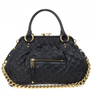Pre Owned Marc Jacobs Black Quilted Leather Stam Satchel