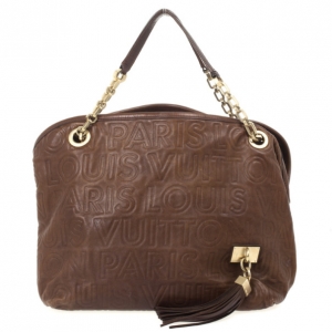 Pre Owned Louis Vuitton Limited Edition Chocolate Leather Paris Souple Whisper PM Bag