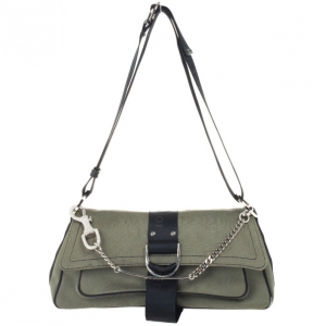 Pre Owned Christian Dior Green and Black Small Dual Strap Shoulder Bag