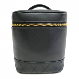 Pre Owned Chanel Black Calfskin Vanity Bag