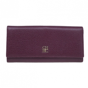 Carolina Herrera Burgundy Leather Continental Flap Wallet