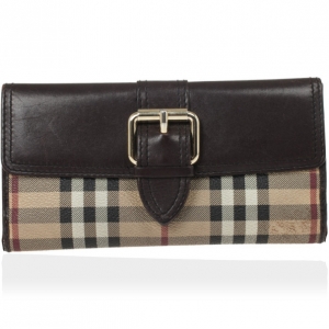 Pre Owned Burberry Haymarket Check Continental Wallet
