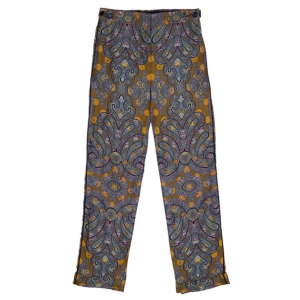 Pre Owned Louis Vuitton Printed Silk Wide Pants S
