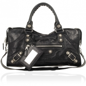 Pre Owned Balenciaga Black Leather Giant 12 City Bag 