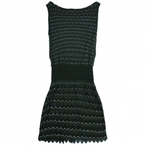 Pre Owned M Missoni Green Knit Drop-Waist Dress M