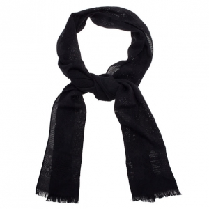 Pre Owned Alexander McQueen Black Silk and Wool Skull Scarf