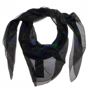 Pre Owned Alexander McQueen Black Printed Silk Square Scarf