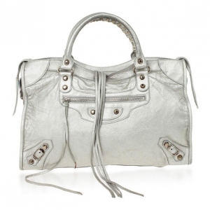 Pre Owned Balenciaga Metallic Classic Silver City Bag