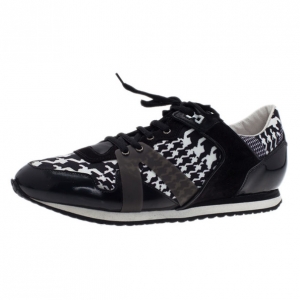 Pre Owned McQ by Alexander McQueen Houndstooth Canvas and Leather Sneakers Size 41