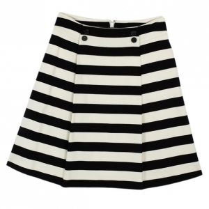 Pre Owned Christian Dior Black & White Striped Skirt S
