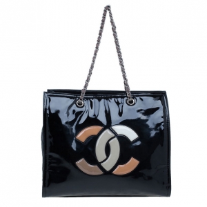 Pre Owned Chanel Black Patent CC Lipstick Tote