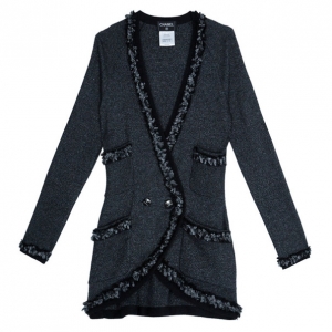 Pre Owned Chanel Grey Cashmere Long Cardigan S