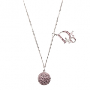 Pre Owned Dior Signature Sphere Pink Crystal Necklace
