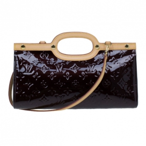 Pre Owned Louis Vuitton Amarante Monogram Vernis Roxbury Drive Tote