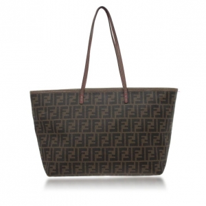 Pre Owned Fendi Brown Zucca Roll Tote