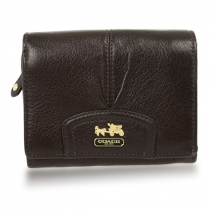 Pre Owned Coach Brown Ashley Leather Compact Clutch Wallet 