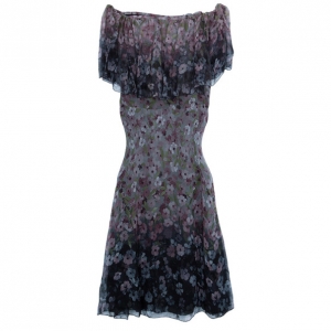 Pre Owned Valentino Off-Shoulder Floral Cocktail Dress L