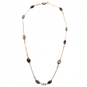 Pre Owned Gucci Red Garnet and Smokey Quartz Candy Horsebit Chain Necklace