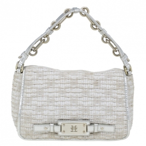 Pre Owned Givenchy Beige Greased Fabric Satchel