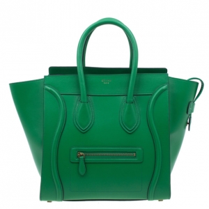 Pre Owned Celine Green Smooth Calfskin Mini Luggage Tote