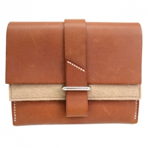 Pre Owned Hermes Beige Barenia Leather Honore Bifold Wallet