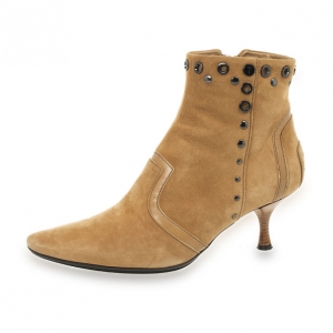 Pre Owned Tod's Beige Suede Studded Ankle Boots Size 37.5