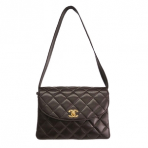 Pre Owned Chanel Brown Quilted Lambskin Shoulder Bag