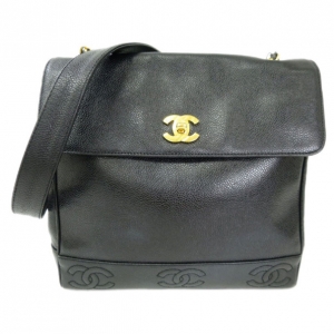 Pre Owned Chanel Black Caviar CC Shoulder Bag