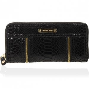 Pre Owned MICHAEL Michael Kors Moxley Python Continental Zip Around Leather Wallet