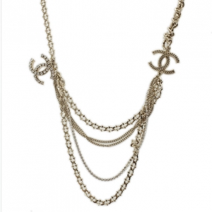 Pre Owned Chanel CC Multiple Chains Crystal Necklace