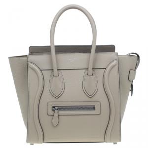 Pre Owned Celine Beige Leather Micro Luggage Tote